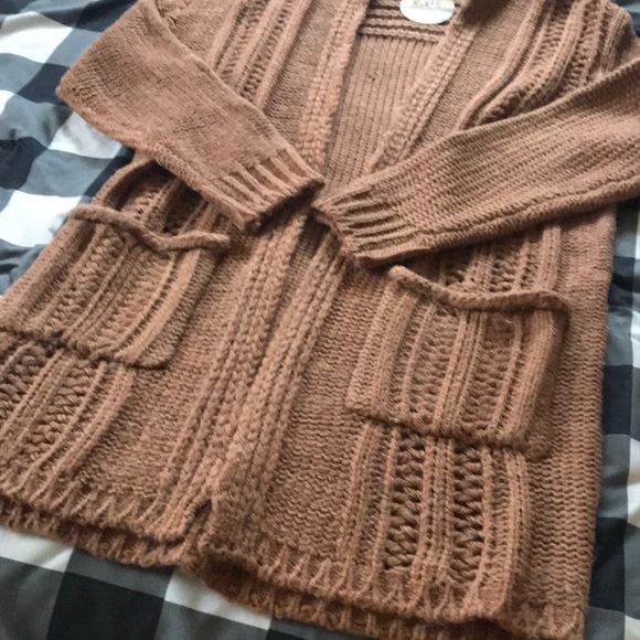 NWT KyeMi BOHO SuperSoft Oversized Knee Length TERRACOTTA BROWN Long Cardigan S - Picture 8 of 14